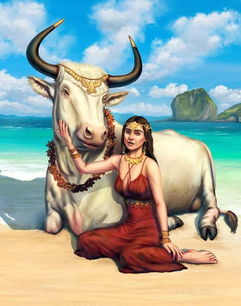 ArtStation - Taurus - Europa, Markus Stadlober Greek Mythology Art, Mythology Art, Taurus Zodiac, Greek Mythology, Ancient Art, Zodiac Sign, Moose Art, The Beach, Egg