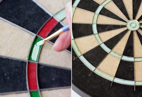 DIY Dartboard » Lovely Indeed Diy Dartboard, Dart Board Wall, Best Darts, Drunk Games, Games Diy, Pool Rooms, Dart Board, Diy Games, Wall Paint