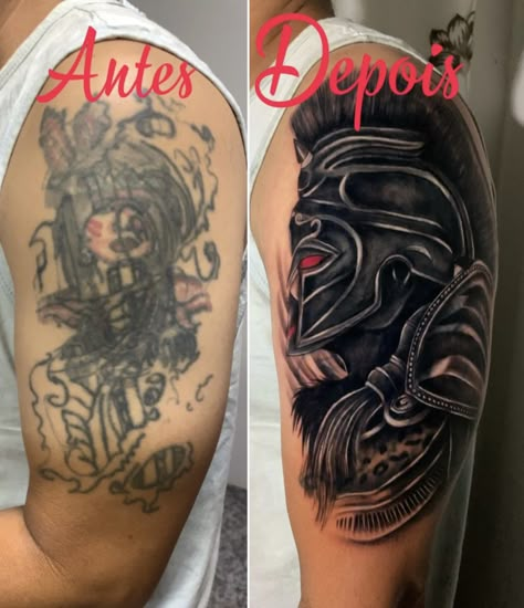 Bicep Cover Up Tattoo Men, Upper Arm Cover Up Tattoo Men, Men Cover Up Tattoos Ideas, Arm Cover Up Tattoos Men, Bicep Cover Up Tattoo, Dark Tattoo Cover Up, Best Cover Up Tattoos For Men, Cover Up Tattoos Men, Tattoo Cover Up Ideas For Men