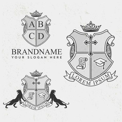 School Crest Ideas, Vintage Crest Logo, Coat Of Arms Design Ideas, Crest Design Ideas, Royal Crest Design, Crest Logo Design, Simbols Tattoo, Family Crest Symbols, Coat Of Arms Design