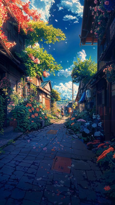 ⁀➷ Wallpaper ✪ Anime Scenery Wallpaper Mobile, Anime Village Wallpaper, Anime City Wallpaper Iphone, Live Wallpaper Anime Landscape, Anime Cityscape Wallpaper, Anime City, View Wallpaper, Background Drawing, Sculpture Painting