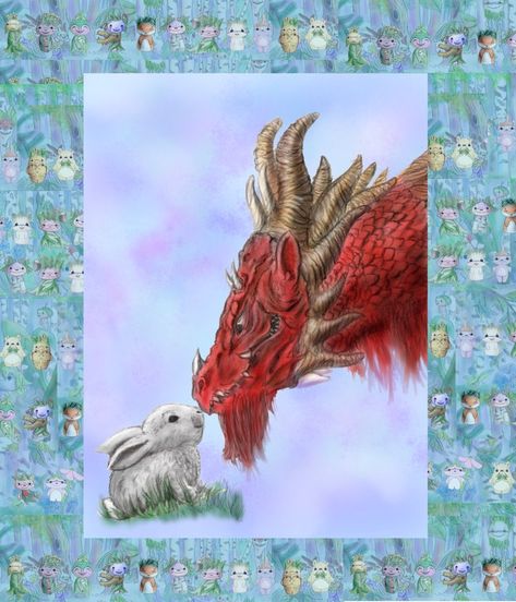 Dragon and the Bunny by Ty Hulse — Kickstarter Rabbit And Dragon Tattoo, Dragon And Rabbit, Spring Dragon Art, Water Ship Down Rabbit, Rabbit Monster Art, Infant Adoption, Steampunk Design, Baby Dragon, The Bunny