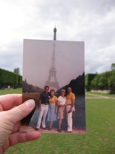 Fun idea. People Passing By Photography, Time Passing Photography, Past And Present Photography, Aqa Photography Exam 2023, Reflection Film Photography, Forced Perspective Photography, Dear Photograph, Forced Perspective, Perspective Photography