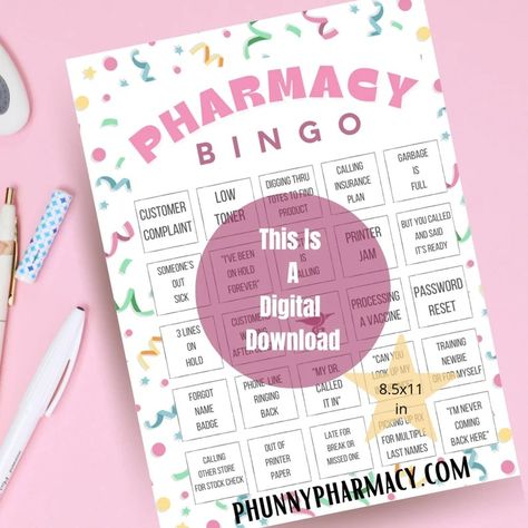 Pharmacy Bingo, Pharmacy Games, Printable Pharmacy Games, Pharmacy Games for Pharmacy Week, Pharmacy Technician Games, Fun Pharmacy Activity - Etsy Pharmacy Week Activities, Pharmacy Day Ideas, Pharmacy Activities, Pharmacy Bingo, Pharmacy Week Ideas, Pharmacy Stickers, Funny Pharmacy, Pharmacy Week, Pharmacy Student