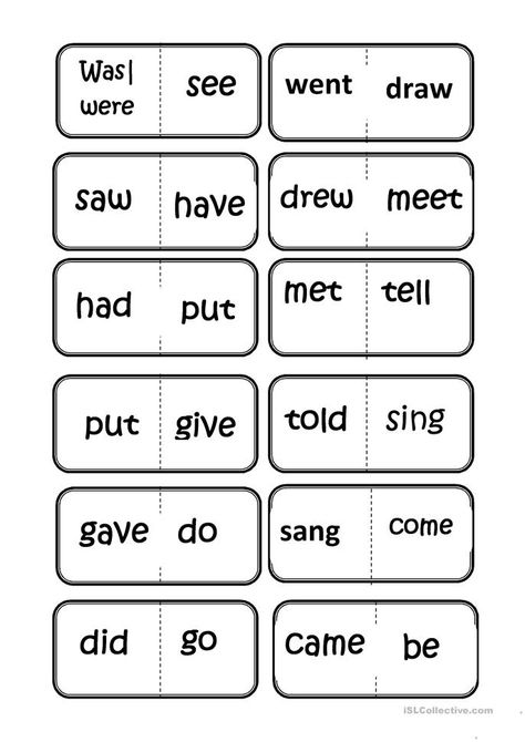 Irregular Verbs domino - English ESL Worksheets for distance learning and physical classrooms English Speaking Game, Verb Games, Positive Classroom Management, Verbs Activities, Verbs List, Reading Comprehension Lessons, Verb Worksheets, Grammar Practice, Action Verbs