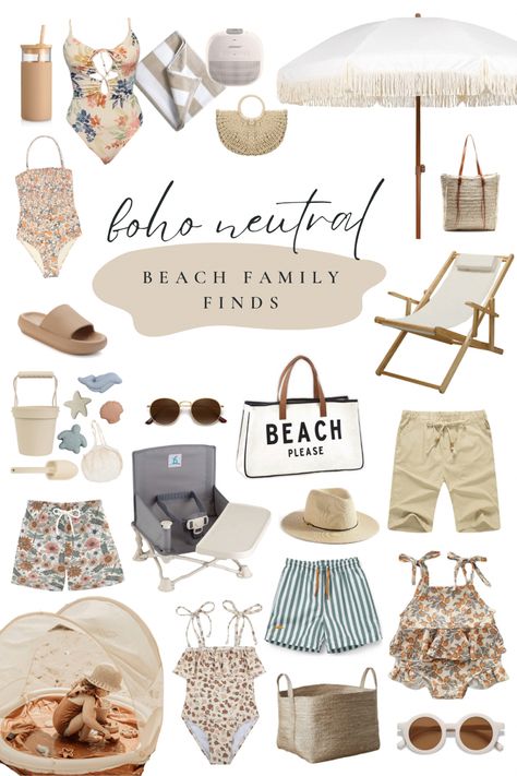 Neutral beach finds for entire family Kids Beach Essentials, Beach Essentials For Families, Beach Set Up, Baby Beach Essentials, 2024 Plan, Aesthetic Family, Poolside Style, Stanley Adventure, Travel Trailer Camping