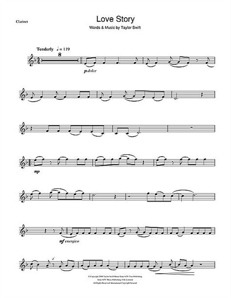 Clarinet Songs, Hamilton Sheet Music, Love Story Taylor Swift, Love Story Taylor, Kalimba Music, Piano Songs Sheet Music, Accordion Music, Clarinet Music, Song Notes