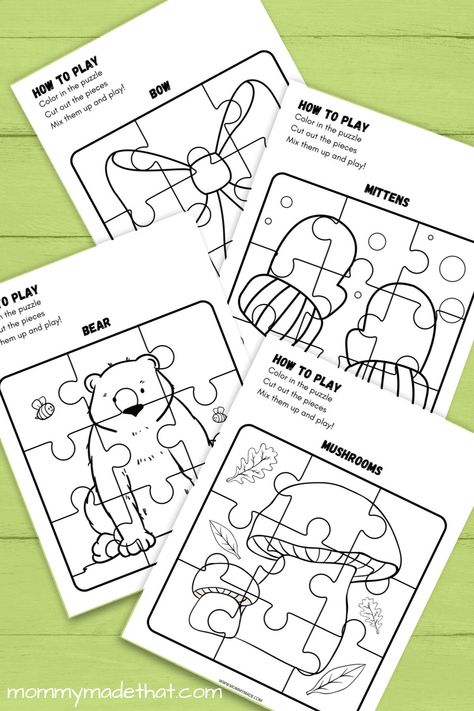 These printable coloring puzzles make for fun puzzle coloring pages! Print out the puzzles and let the kids color, cut and assemble them! Puzzles For Elementary Students, Rainbow Puzzle Printable, Puzzle Coloring Pages, Puzzle Activity For Kids, Letter Puzzles Free Printable, Puzzle Crafts For Kids, Kids Puzzles Printable, Puzzle Activities For Kids, Puzzle Worksheets For Kids