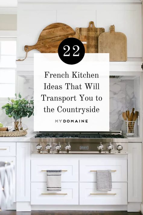 Long to be transported to the French countryside when you walk into your kitchen? We've rounded up 22 French kitchen ideas to help you find a look that's just right for your home. French Chic Kitchen, French Farmhouse Kitchen Decor, Farmhouse French Kitchen, Modern French Country Kitchen Design, French Modern Kitchen Design, French Kitchens In France, French Kitchen Ideas, French Style Kitchen Ideas, French Modern Kitchen