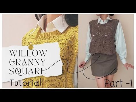 Willow Granny Square, Granny Cardigan, Granny Square Tutorial, How To Crochet, Granny Square, Cardigans, Knot, Square, Crochet