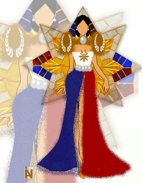 Festival Gown Philippines Sketch, Filipino Dress Drawing, Philippine Festival Costume Drawing, Paper Doll Festival Costume Philippines, Filipiniana Recycled Gown, Recycled Filipiniana Costume, Festival Gown Philippines, Filipino Culture Outfit, Filipino Cultural Clothing