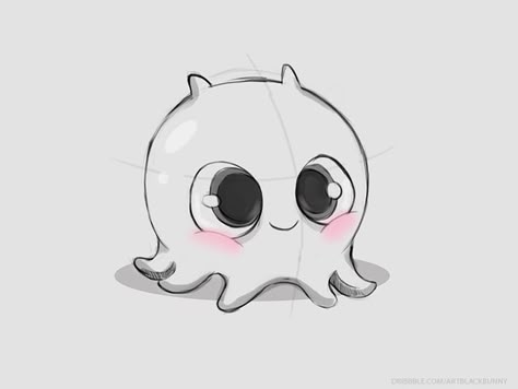 Cute Animal Art Doodles, Cute Monster Sketch, Cartoon Octopus Drawing, Cartoon Octopus Tattoo, Baby Octopus Tattoo, Cute Octopus Illustration, Octopus Cute Drawing, Monster Drawing Cute, Cartoon Monsters Drawing