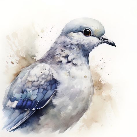 Dove Watercolor Painting, Dove Paintings, Dove Watercolor, Dove Animal, Animal Digital Art, Dove Painting, Watercolor Pencil Art, Collage Elements, Watercolor Art Diy