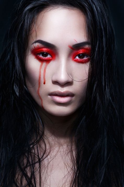 Red Tears Makeup, Blood Tears Makeup, Blood Tears, Blood Makeup, Makeup Tumblr, Diy Makeup Storage, Red Makeup, Colors And Emotions, Trendy Makeup