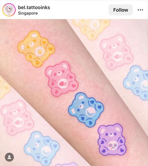 Kawaii Tattoos, Pastel Tattoo, Care Bear Tattoos, Sanrio Cartoon, Cute Sanrio, Japan Tattoo Design, Bear Tattoos, Pastel Kawaii, Kawaii Tattoo