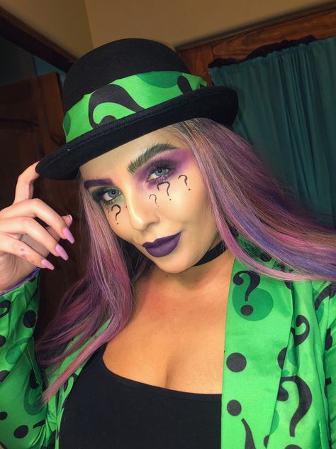 Womens Riddler Costume, Riddler Women Costume, Riddler Eye Makeup, Woman Riddler Costume, Riddler Makeup Female, The Riddler Costume For Women, Female Riddler Costume, Riddler Costume Diy, Diy Riddler Costume