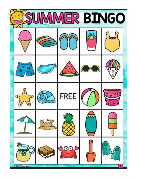 Summer Bingo Printable End of the Year End Of Year Bingo, Summer Vocabulary, Summer Bingo, Free Printable Bingo Cards, Bingo Online, Printable Bingo Games, Free Bingo Cards, Shape Tracing Worksheets, Bingo Template