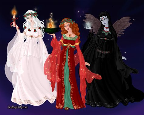 Ghosts of Christmas Past, Present and Yet To Come by Saphari.deviantart.com on @DeviantArt Ghost Of Christmas Present Costume, Ghost Of Christmas Past Costume, The Ghost Of Christmas Present, Christmas Carol Ghosts, Ghosts Of Christmas, Theatre Crafts, Ghost Of Christmas Present, Xmas Makeup, Goth Christmas