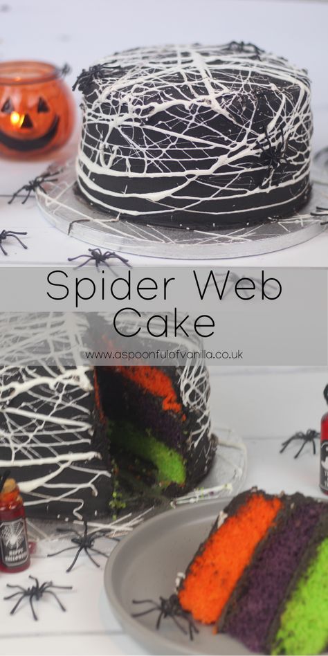 Halloween Cakes Spider Webs, Spooky Birthday Cake Ideas, Halloween Spider Cake Ideas, Halloween Spider Web Cake, Spider Web Cake Marshmallow, Halloween Easy Cake Ideas, How To Make Spider Webs For A Cake, Halloween Cake Spider Web, Marshmallow Web Cake