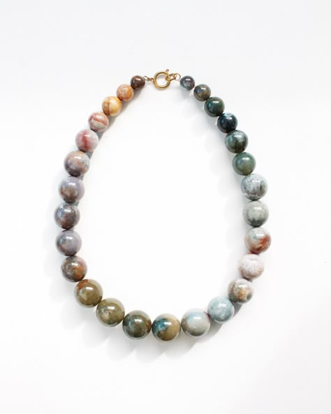 Handmade natrual beaded necklace made with ocean jasper. Ocean Agate, Ocean Jasper Necklace, Dna Art, Earthy Necklace, Heart Opening, Ocean Inspired Jewelry, Studio Jewelry, Jasper Necklace, Dope Jewelry