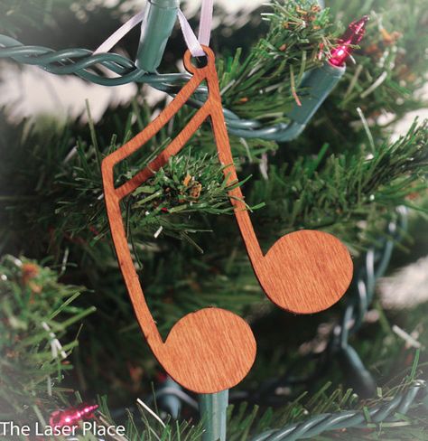 Music Ornament made from Music Symbols by TheLaserPlace on Etsy Music Christmas Ornaments, Santa Carving, Music Ornaments, Music Christmas, Christmas Concert, Music Symbols, Christmas Tree Art, Glitter Crafts, Reading Music