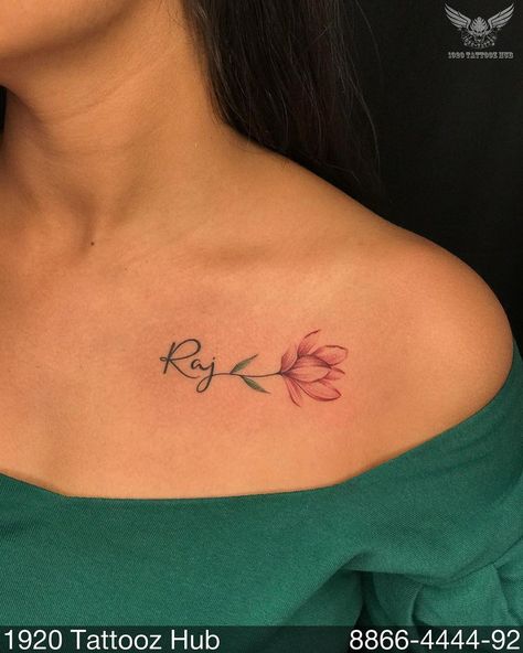 #tattoo #collarbonetattoo #tattooforher #tattoochest Color Collar Bone Tattoo, Color Bone Tats Women, Colorful Collar Bone Tattoo, Colour Bone Tattoo, Color Bone Tats, Color Bone Quote Tattoo, Bone Tattoo, Bone Tattoos, Collar Bone