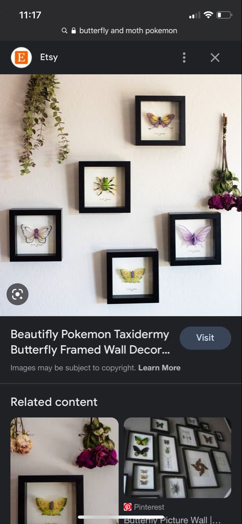 Pokemon Taxidermy, Pokemon Home Decor, Pokemon Decor, Bug Type, Framed Insect, Pokemon Diy, Design Backyard, Pokemon Gifts, Desk Area