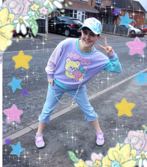 Pastel Goth Aesthetic Outfit, Fairy Kei Boy, Goth Aesthetic Outfit, Agender Fashion, Kawaii Pastel Aesthetic, Decora Fashion, Pastel Goth Aesthetic, Fashion Kawaii, Cute Core