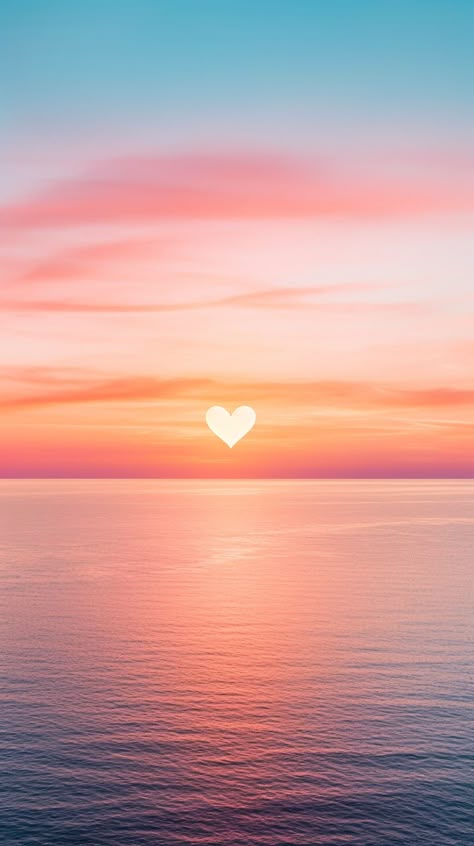 Beautiful Homescreen Wallpaper, Preppy Sunset Pics, Heart Sunset Wallpaper, Sunset Heart Wallpaper, Cute Heart Pfp, Cute Sunset Wallpaper, Sunset Color Background, Calm Wallpaper Aesthetic, Wallpaper Sunset Aesthetic