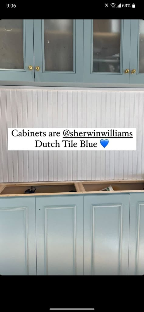 Dutch Tile Blue Sherwin Williams Exterior, Sherwin Williams Dutch Tile Blue Front Door, Sherwin Williams Rainwashed Kitchen, Dusty Blue Kitchen Cabinets, Sherwin Williams Rainwashed Cabinets, Sw Dutch Tile Blue, Dutch Tiles, Refinish Kitchen Cabinets, Blue Kitchen Cabinets