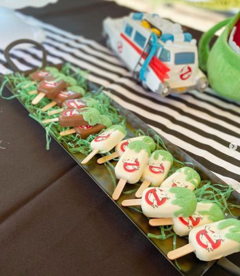 Ghostbusters Treats, Ghostbusters Party Food, Ghost Busters Birthday Party, Ghostbusters Halloween, Ghostbusters Birthday, Ghostbusters Birthday Party, Ghostbusters Party, Treats Halloween, Marshmallow Treats