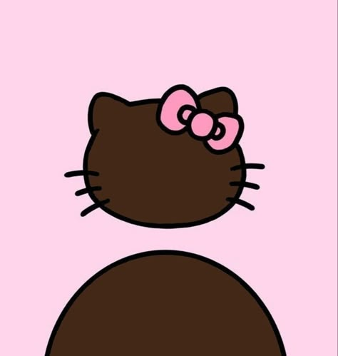 Black skin tone faceless hello Kitty profile picture with pink background Cartoon Profile Pics Black Women, Brown Skin Hello Kitty Pfp, Light Skin Hello Kitty Pfp, Hello Kitty With Locs, Brown Skin Hello Kitty, Brown Hello Kitty Pfp, Hello Kitty Girl Pfp, Cute Black Pfp, Hello Kitty Profile Pic