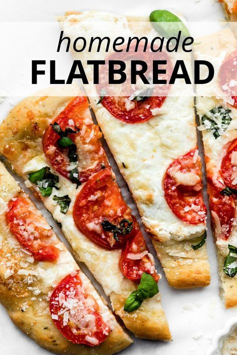 Homemade Flatbread Pizza Dough, Flatbread Pizza Dough, Homemade Flatbread Pizza, Flatbread Toppings, Margherita Flatbread, Flatbread Pizza Recipe, Flatbread Dough, Breakfast Bakes, Flatbread Pizza Recipes