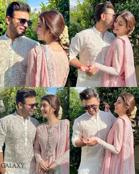 Matching Traditional Outfits For Couples, Couple Private Picture Ideas, Saree Poses With Boyfriend, Couple Pose In Traditional Look, Shaadi Poses, Urwa Hocane, Wedding Matching Outfits, Eid Photoshoot Ideas, Couples Hidden Face Pics