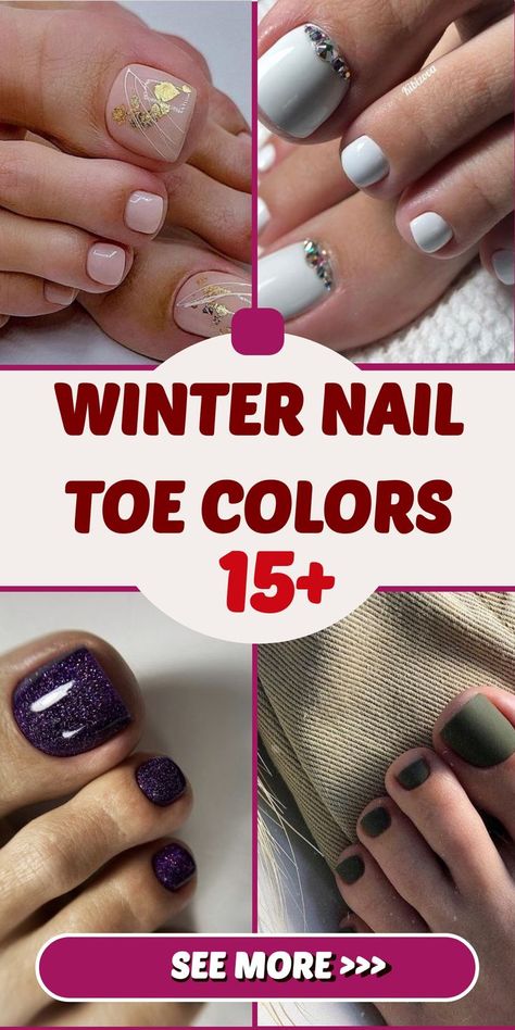 Winter Toenail Color, Simple Pedicure Ideas Toenails, Snowflake Pedicure Designs, Winter Toenail Designs, Gel Pedicure Ideas Winter, December Pedicure Ideas, Pedicure Colors Winter, 2024 Toe Nail Colors, Winter Toe Nails Colors