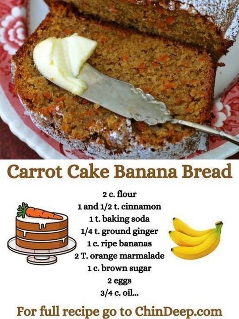 CARROT CAKE BANANA BREAD... - Easy Recipes with Julie Blanner Carrot Cake Banana Bread, Homemade Cream Cheese Icing, Cake Banana Bread, Carrot Cake Bread, Carrot Banana Cake, Ube Recipes, Cake Banana, Marmalade Recipe, Dessert Cake Recipes