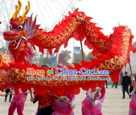 Chinese Traditional Red Dragon Dance Costumes Professional Lantern Festival Celebration Dragon Parade Complete Set Chinese Dragon Costume, Chinese Dragon Puppet, Holiday Party Pictures, Dragon Dance Costume, Chinese Parade, Chinese New Year Parade, Puppet Costume, Japanese Party, Dragon Chino