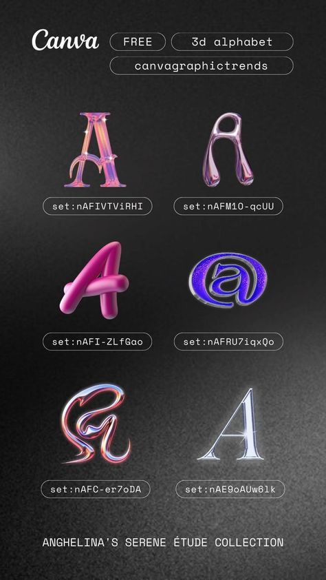 Girly Canva Fonts, 3d Tipografi, Wm Logo, Alphabet Graffiti, Canva Codes, الفن الرقمي, Filmy Vintage, Canva Hacks, Keyword Elements Canva