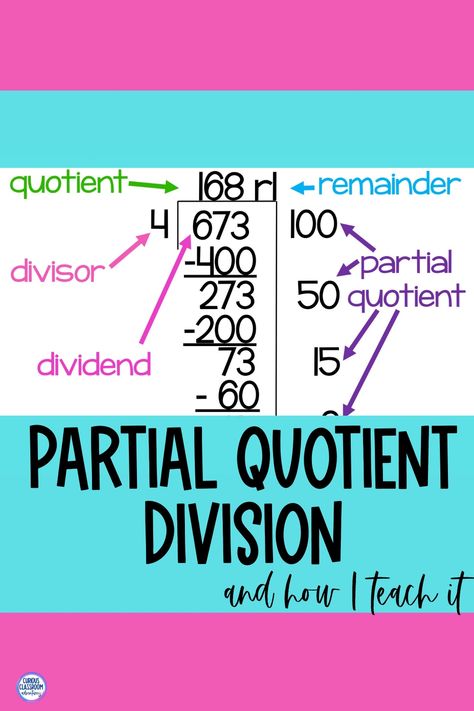 Long division can be quite the challenge – particularly for those young learners just starting to get the hang of it. But have no fear! The solution you seek lies in the wonderful world of partial quotients division strategy. This method can transform the long division process into something simpler and more approachable for kids. In this post, we will take a look at what partial quotients division strategy is all about and I’ll walk you step-by-step how I teach it in my own classroom. Partial Quotients Division Anchor Chart, Partial Quotient Division Anchor Chart, Division Worksheets 4th Grade, Division Strategies Anchor Chart, Long Division Strategies, Partial Quotient, Partial Quotient Division, Division Anchor Chart, Teaching Long Division