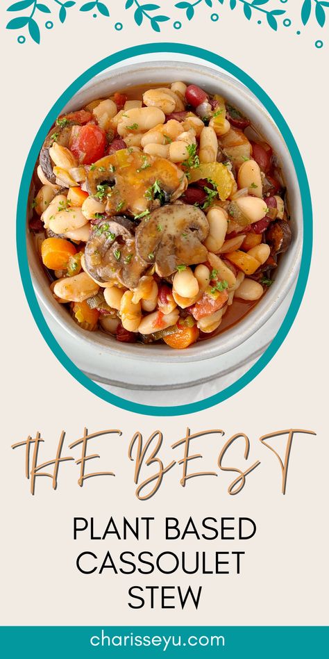 This vegan bean cassoulet it a healthy hearty meal for those cozy nights! Vegan Cassoulet Recipe, Vegan Cassoulet, Bean Cassoulet, Cassoulet Recipe, Healthy Hearty Meals, Pasta Seasoning, Vegan Bean, Cheesy Rice, Vegan Beans