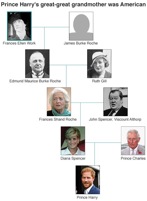 The family tree line from Frances Ellen Work to Prince Harry Princess Diana Family Tree, John Spencer, American Dollar, Princess Diana Family, The First Americans, Diana Spencer, What Really Happened, Princesa Diana, Family Fashion