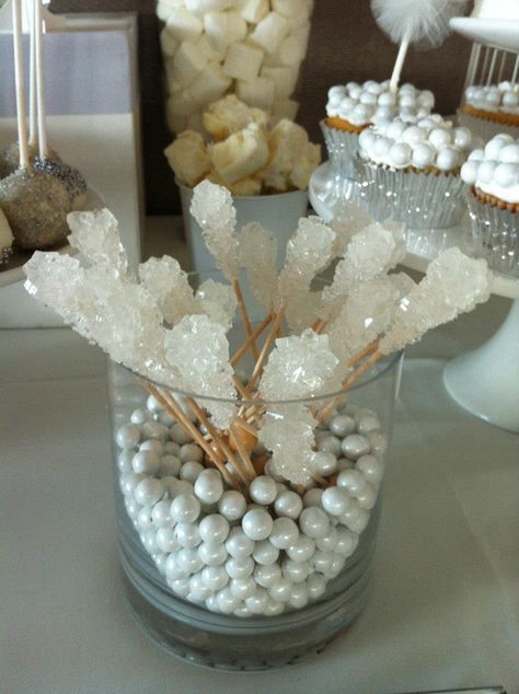 White and Silver Wedding via Karas Party Ideas | KarasPartyIdeas.com #white #silver #wedding (19) White And Silver Wedding, Candy Place, White Silver Wedding, 60th Anniversary Parties, Pearl Anniversary, 60 Wedding Anniversary, 30th Wedding Anniversary, Wedding Silver, Wedding Treats