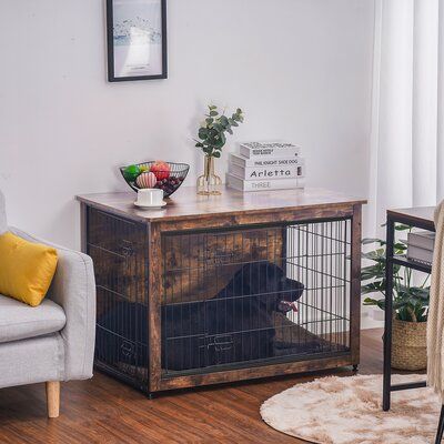 This dog furniture creates a safe and comfortable living environment for dogs. Dogs can also lie comfortably and warmly on the matching cushions inside. The wire and particle board cage is sturdy and durable, and when your floor is uneven, you can keep the cage stable by adjusting the feet on the bottom. The wire and particle board cage is both strong and durable, and also very easy to install. Also, when your floor level is uneven, the cage can be kept level by adjusting the feet configured at Dog Kennel End Table, Pet Furniture Dog, Dog Crate End Table, Dog Crate Table, Indoor Dog Kennel, Crate End Tables, Heavy Duty Dog Crate, Wooden Dog Kennels, Wooden Dog Crate