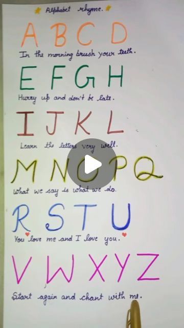 English Rhymes For Kids, Alphabet Rhymes, English Rhymes, Learn Alphabet, Childs Play, Rhymes For Kids, Language Lessons, Learning The Alphabet, Elementary Music