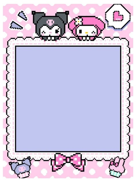 Sanrio Picture Frame, Polaroid Frame Kpop, Qr Deco Template, Frame Kuromi, Photocard Template Png, Cute Polaroid Template, Frame Kitty, Sanrio Frame, Hello Kitty Picture Frame