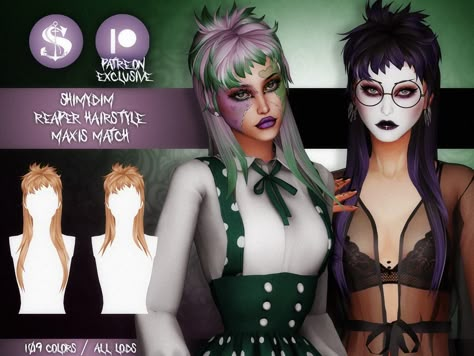 [TS4] - REAPER MAXIS MATCH HAIR + OMBRE Punk Mullet, Maxis Match Hair, Mullet Long, Sims 4 Cc Goth, Goth Hair, Sims 4 Body Mods, Sims 4 Cc Folder, Sims 4 Mm, Hair Ombre