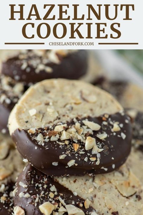 Hazelnut Cookie Recipes, Hazelnut Shortbread Cookies, Hazelnut Cookies Christmas, Hazelnut Cookies Recipes, German Hazelnut Cookies, Cookies With Dark Chocolate, Slice And Bake Cookies, Apartment Doors, Chocolate Hazelnut Cookies