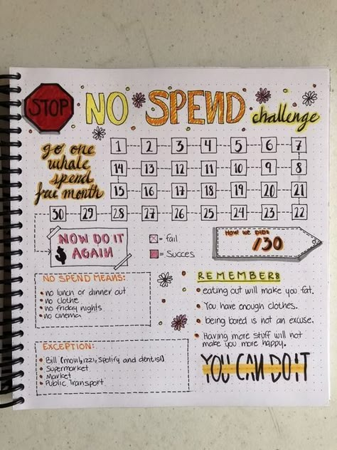 Bullet Journal Savings, Bullet Journal Budget, Habit Tracker Bullet Journal, No Spend Challenge, Bullet Journal Hacks, No Spend, Bullet Journal Mood, Budget Spreadsheet, Bullet Journal Notebook