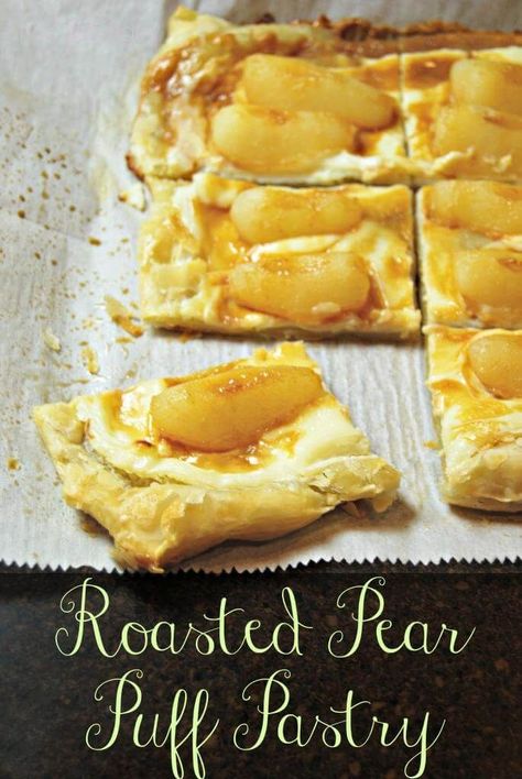 I just love finding new ways to use dulce de leche.  It's so good! Dulce de leche drizzled over Roasted Pear Puff Pastry is one delectable dessert! You'll love it! #dessert #recipe via @thetiptoefairy Puff Pastry With Cream Cheese, Pear Ideas, Pear Puff Pastry, Katharine Graham, Cheese Desserts, Books Worth Reading, Canned Pears, Pear Dessert, Puff Pastry Desserts