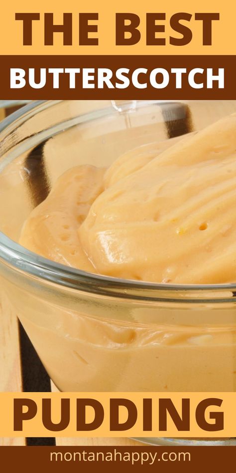 Close-up of a bowl of butterscotch pudding recipe. Butterscotch Pudding Dessert, Butterscotch Pudding Recipes, Recipes Pudding, Pudding Recipes Homemade, Homemade Butterscotch, Butterscotch Recipes, Cooking Secrets, Rustic Recipes, Homemade Pudding